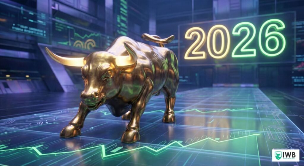 Top 10 Stocks for the 2026 Bull Market: The Ultimate Investor’s Guide 1 3D render of a golden bull charging through a digital stock market grid