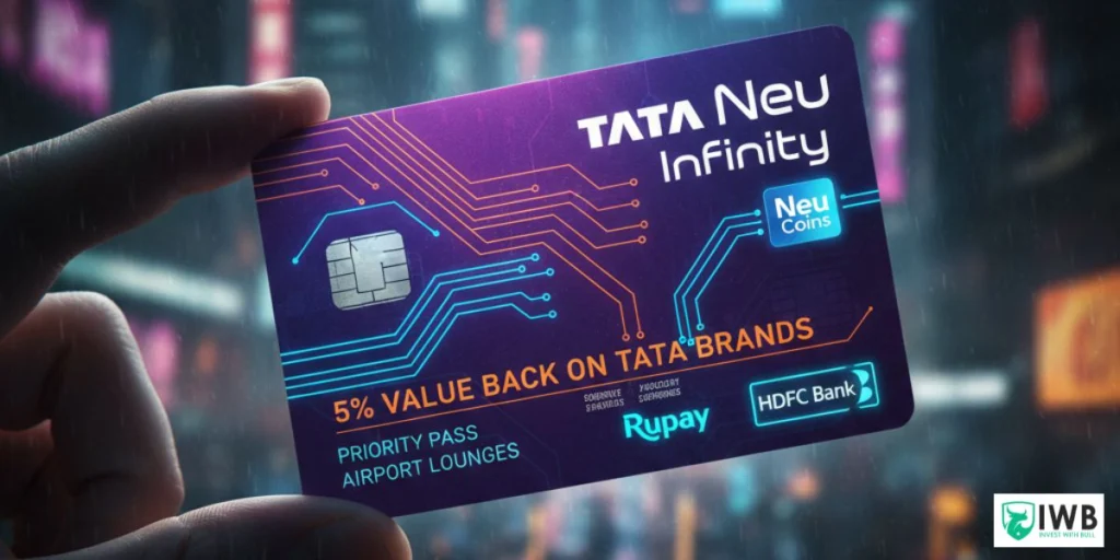 The Ultimate Guide: Best UPI RuPay Credit Cards for Salaried Professionals in India (January 2026) 2 Tata Neu Infinity HDFC Bank credit card illustrating 5% NeuCoins value back on groceries and electronics.