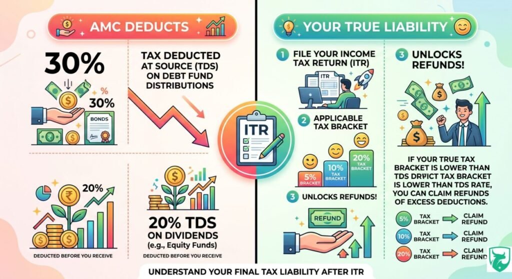 The Complete Guide to Tax Implications for NRIs Investing in Indian Mutual Funds (2026) | NRI mutual fund taxation rules 2026 2 Infographic explaining NRI MF taxation
